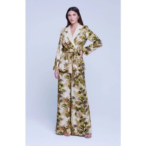 💕L'AGENCE💕 Ciara Robe Blouse ~ Antique White Safari Print Medium M NWT - Picture 5 of 16